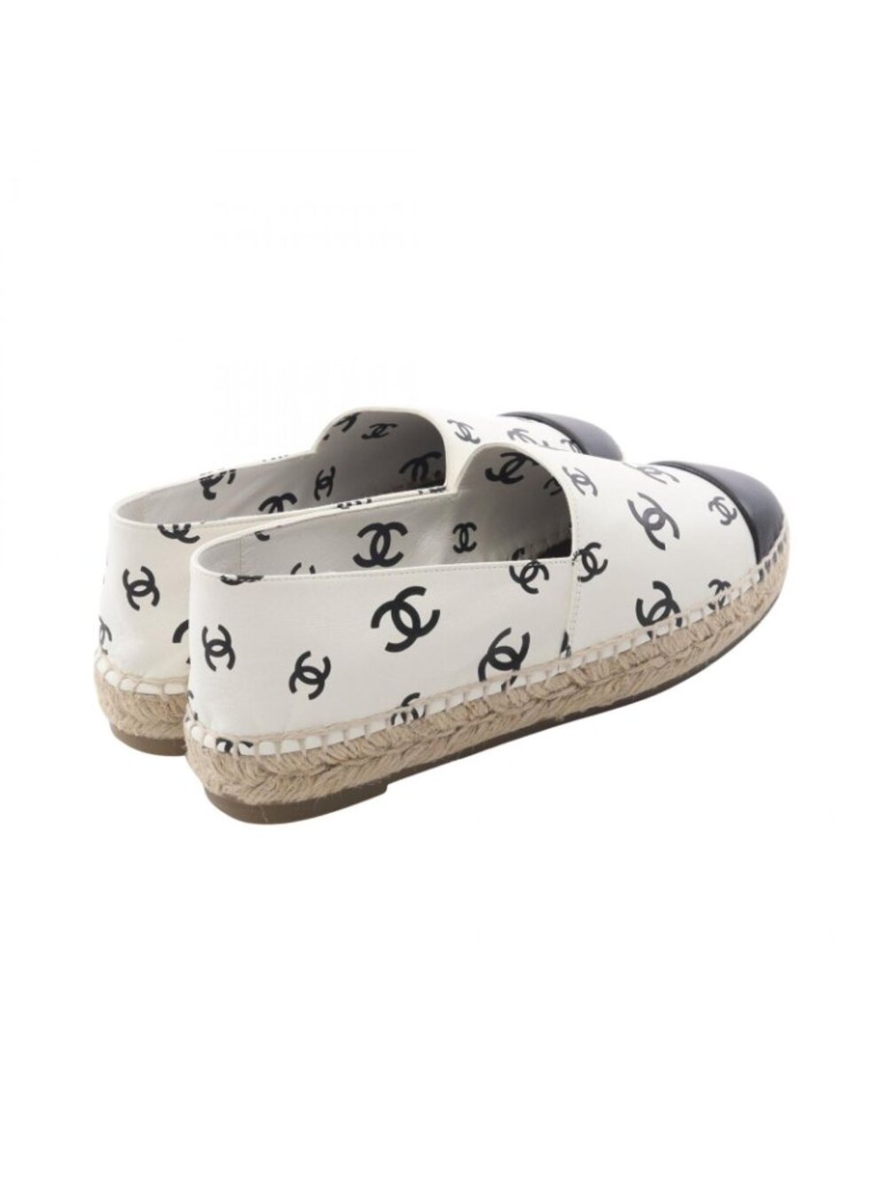 Chanel CC Logo Espadrille Slip on White Leather - Picture 2 of 8